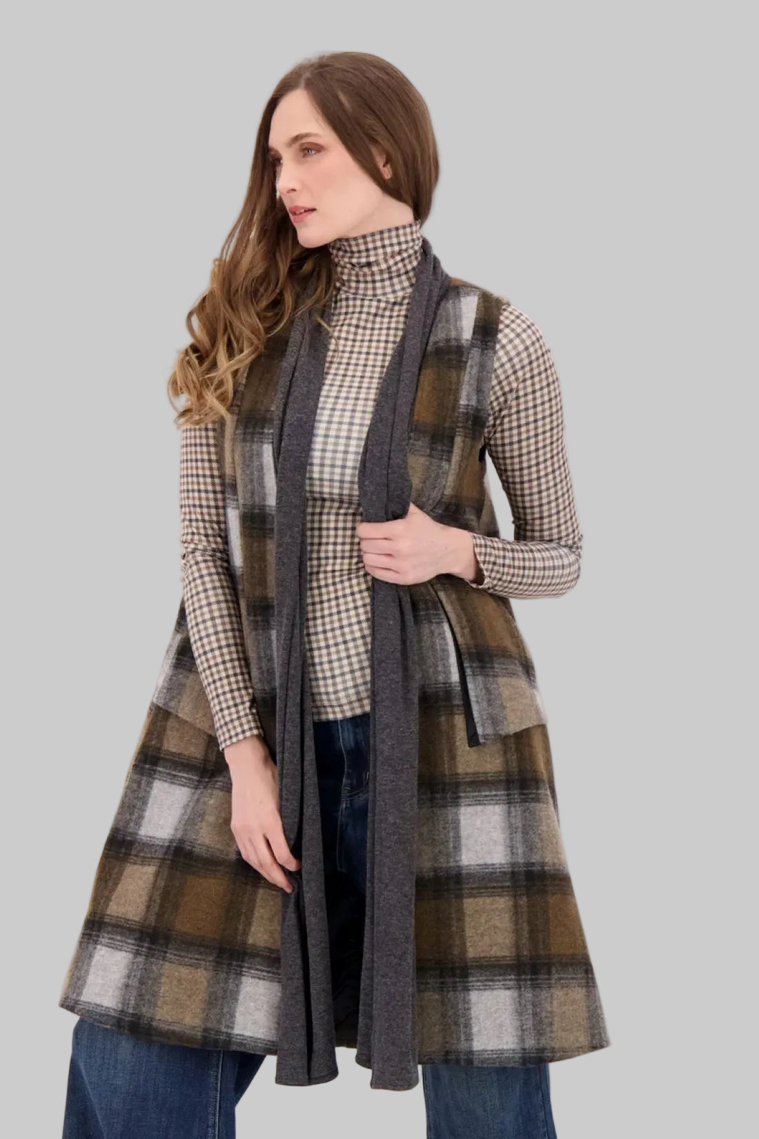 Plaid Longline Vest