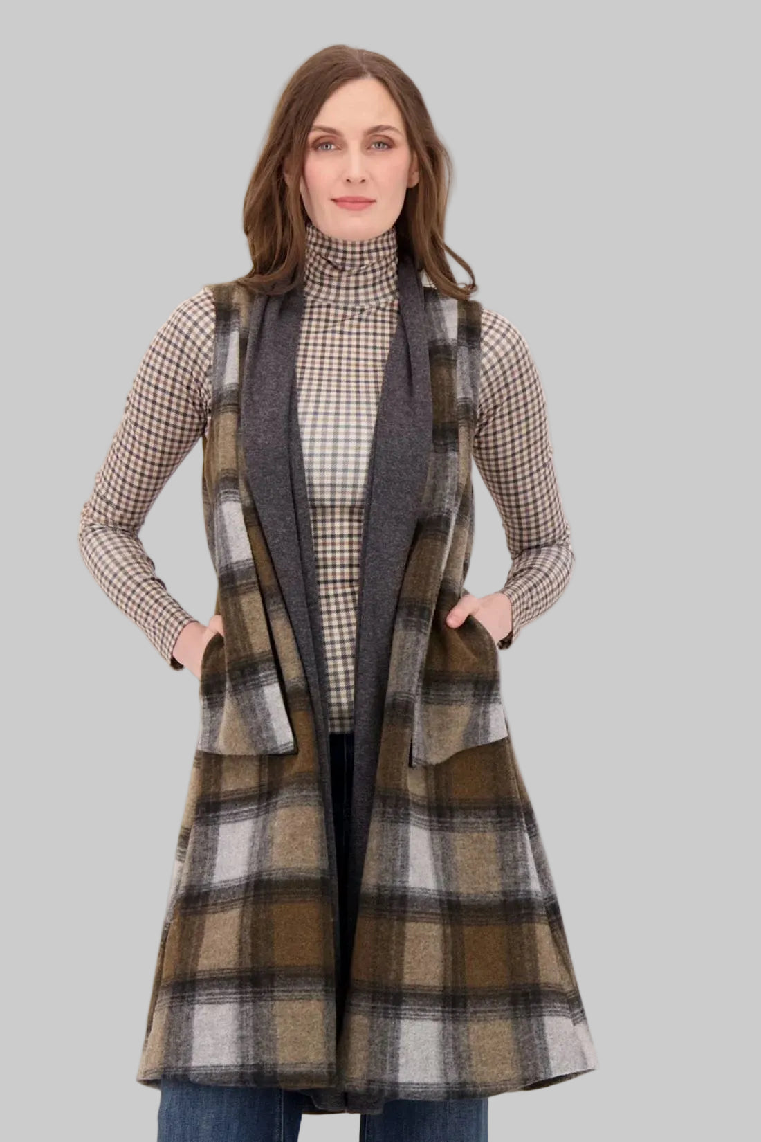 Plaid Longline Vest