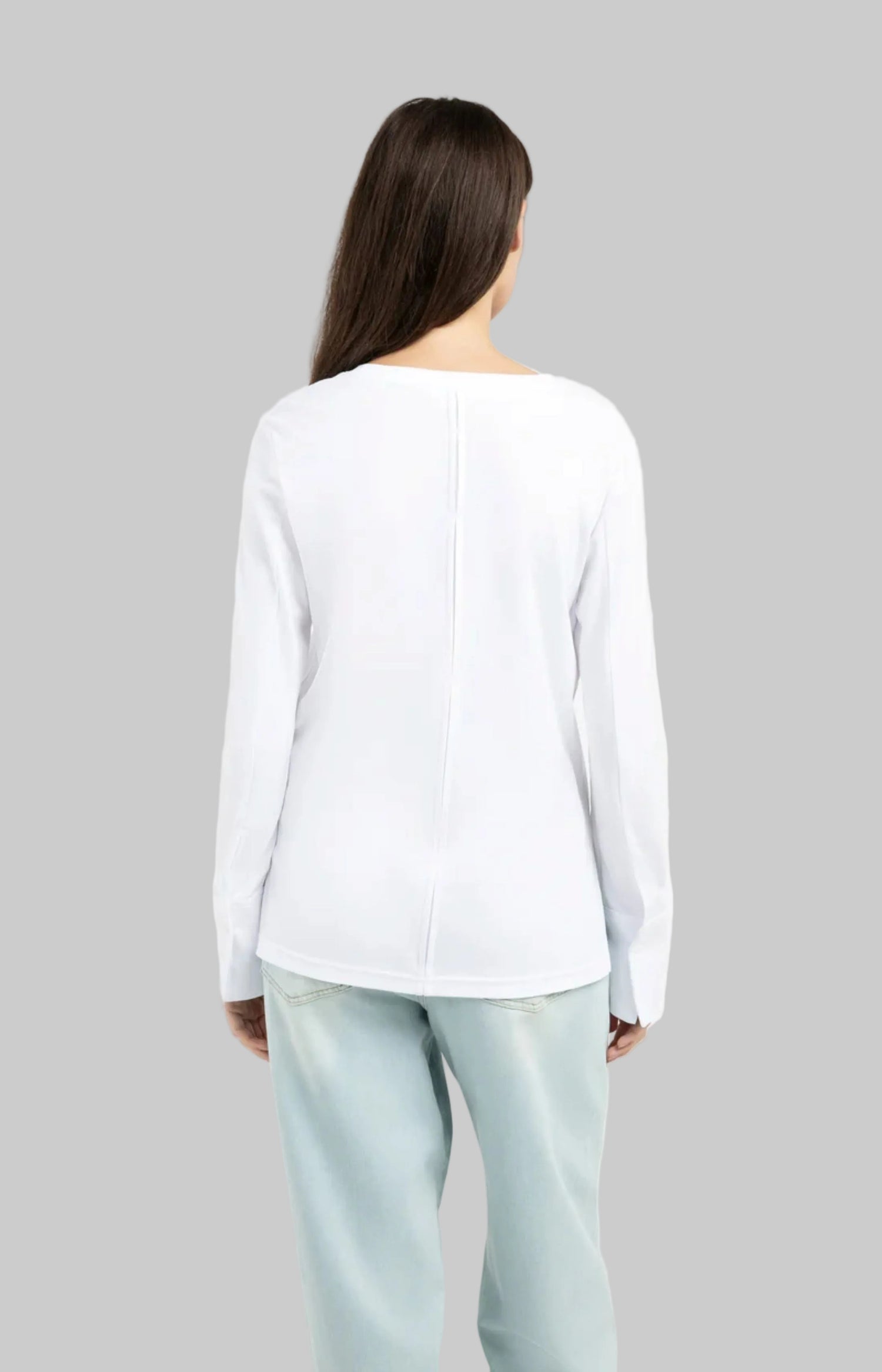 Jersey Top With Long Sleeves And Woven Cuffs