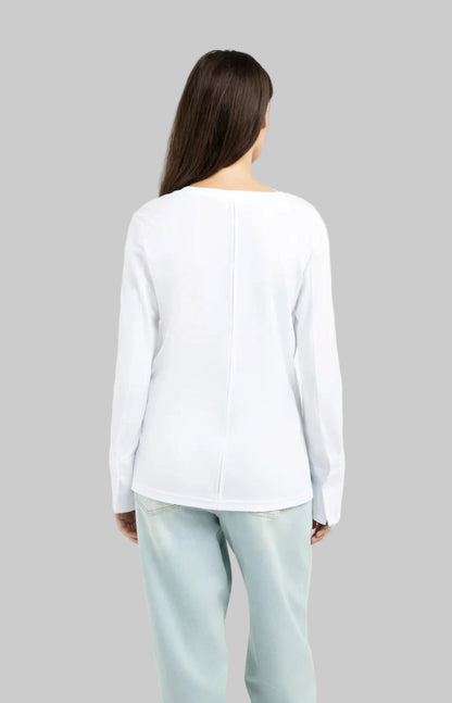 Jersey Top With Long Sleeves And Woven Cuffs