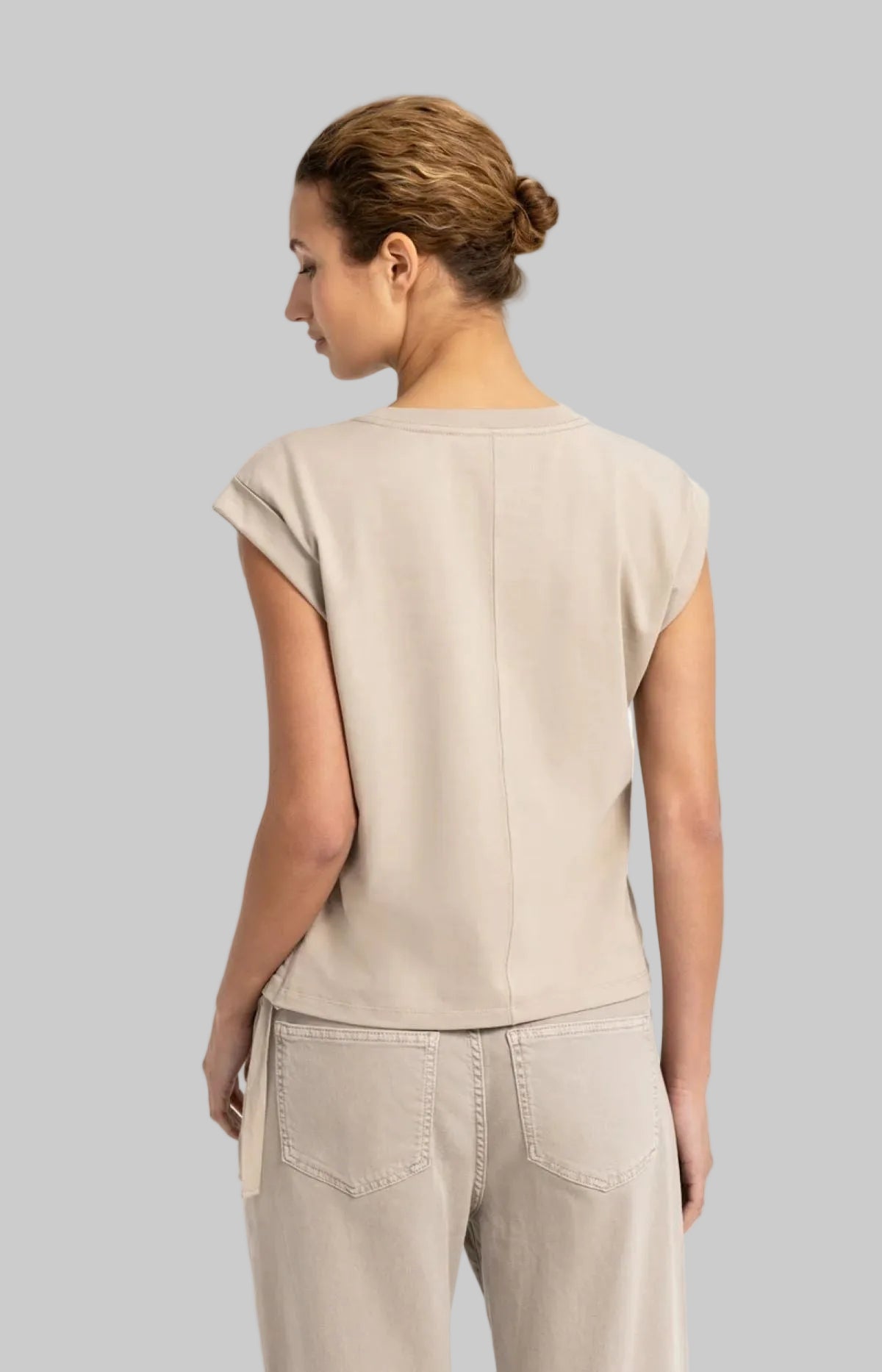 Top with Drawstring Details and Cap Sleeves