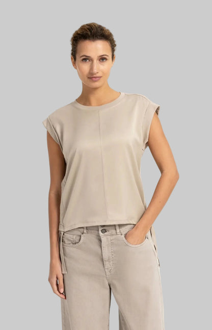 Top with Drawstring Details and Cap Sleeves